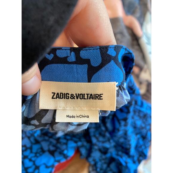 Zadig & Voltaire Tink Heart Print Long Sleeve Popover Blouse XS - Picture 4 of 5